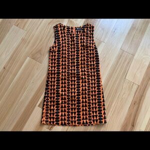 NWOT REVIVAL ladies Orange And Black polished Cotton Fitted Sun Dress